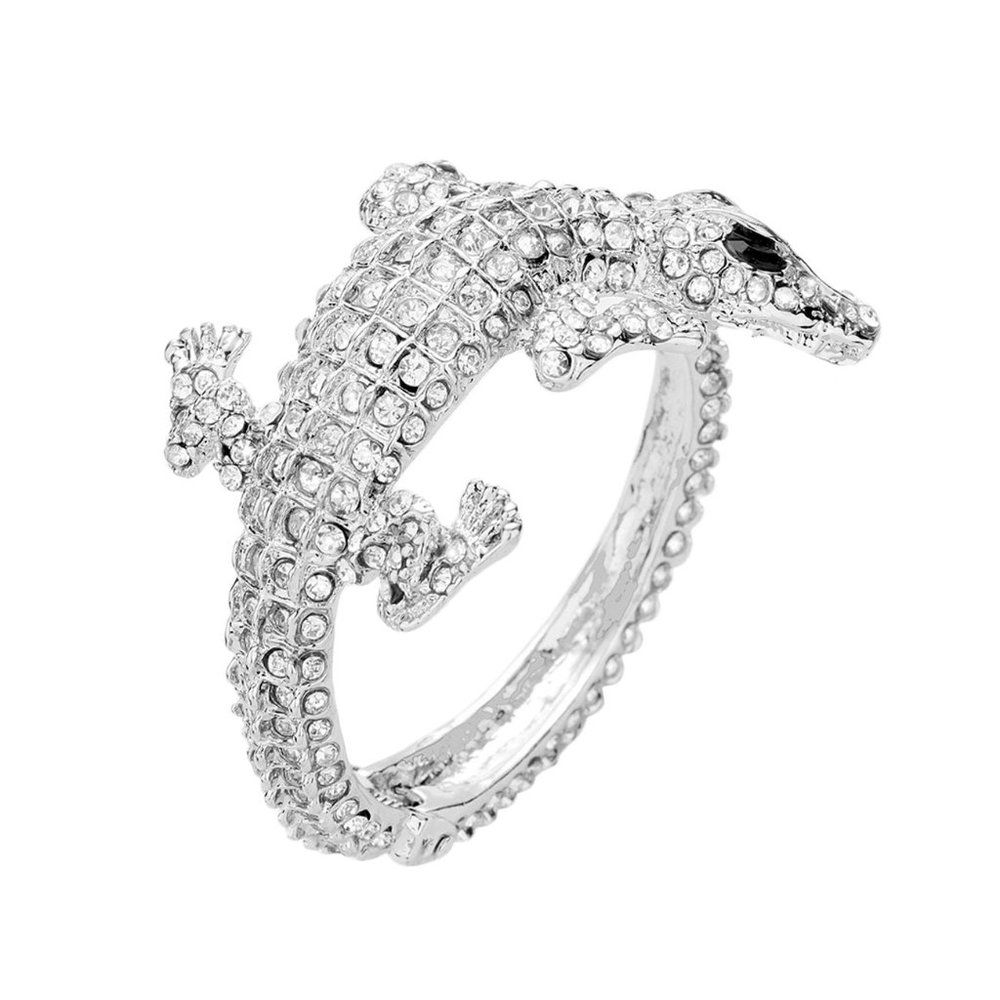 Tigerstars Silver Rhinestone Crocodile Bracelet